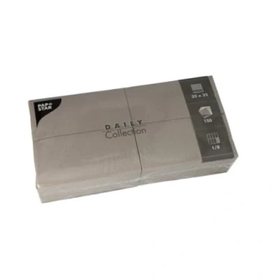 Afbeelding van PAPSTAR 150 servetten &#039;Daily Collection&#039; 1/8 vouw 32 cm x grijs