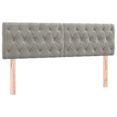 Afbeelding van vidaXL Hoofdbord LED 160x7x78/88 cm fluweel lichtgrijs