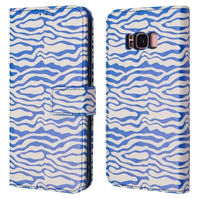 Afbeelding van Samsung Galaxy S8 Hoesje Kunstleder iMoshion Bookcase White Blue Stripes Telefoonhoesje