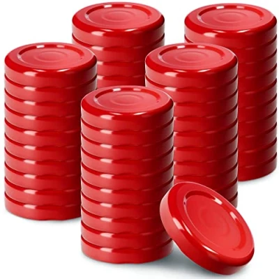 Afbeelding van KADAX Schroefdeksel voor glazen, fi 38 mm reservedeksel, twist off deksel van metaal, inmaakpotten, flessen en valpotten, schroefglazen (50 stuks, rood), K5128
