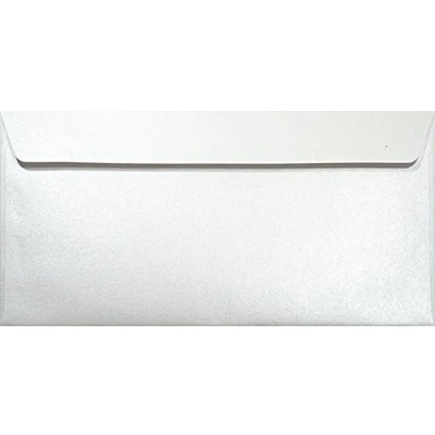 Afbeelding van Netuno 100 parelwitte DL lange enveloppen 120g 110x220mm Majestic Marble White rechte klep voor bruiloft verjaardag doop kerst uitnodigingen briefkaarten
