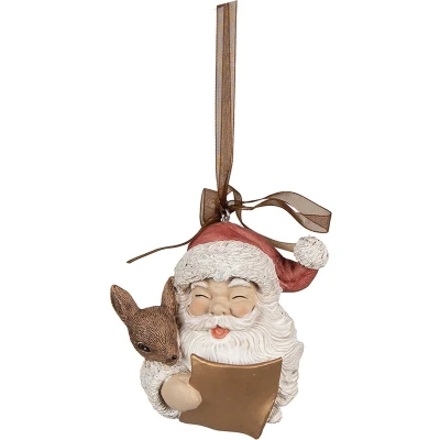Afbeelding van Clayre &amp; Eef Kersthanger Kerstman 9 cm Rood Polyresin Kerstboomversiering