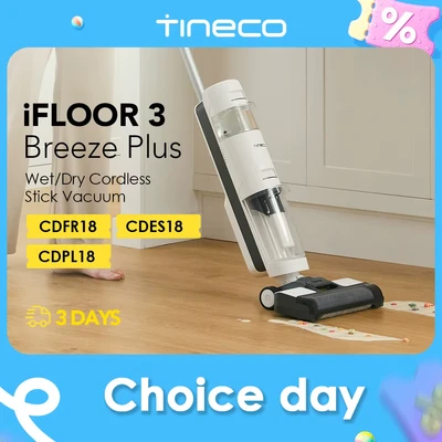 Afbeelding van Tineco iFloor 3 Breeze Plus Draadloze vloerreiniger, met twee extra borstels, licht, draagbaar, stille zuigwisser voor harde vloeren, dierenharen, zelfreiniging, sneldrogend