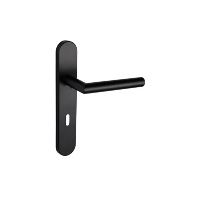 Afbeelding van Lavuzo deurkruk Mantua Zwart met afgerond schild SL72 Per set