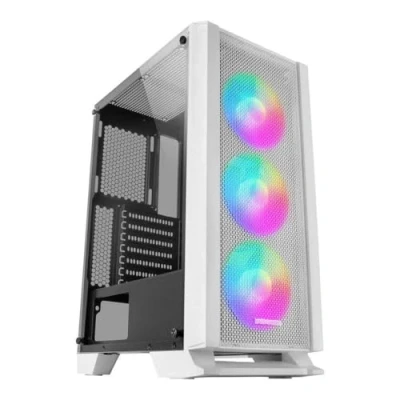 Afbeelding van MARSGAMING MCCW Gaming MC C Wit ATX PC Case Metal Mesh Voorpaneel Gehard Glas 3 Front Fans FRGB 120mm