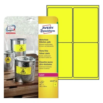 Afbeelding van Etiket Avery Zweckform L6127 20 99.1x139mm geel 80stuks