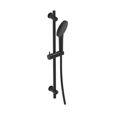 Afbeelding van MAY Glijstangset met 3 standen handdouche, doucheslang en glijstang 70cm Mat zwart PED