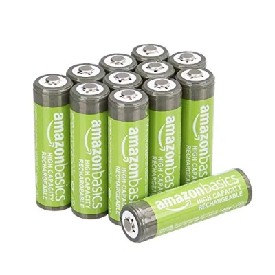 Afbeelding van Amazon Basics AAA batterijen, oplaadbaar, hoge capaciteit, 2400 mAh, set van 12, vooraf opgeladen, NiMh