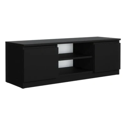 Afbeelding van MebLocker tv kast, meubel, hangplank, 120 cm, lage woonwand voor woonkamer, televisietafel, modern design (zwart)
