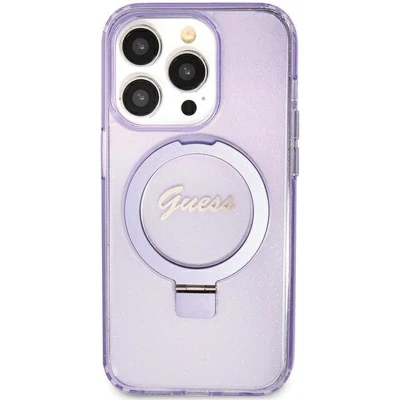 Afbeelding van CG Mobile Guess GUHMN61HRSGSU hoes voor iPhone 11 / Xr 6,1&quot; lila hardcase ring stand script glitter