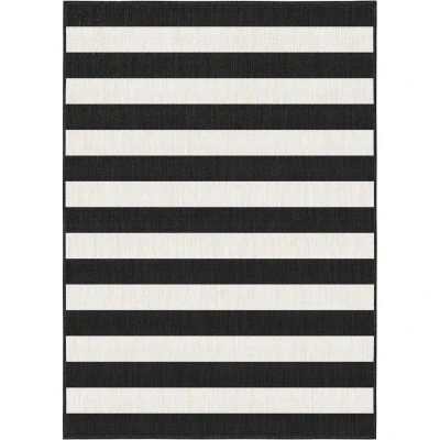Afbeelding van EVA Interior Buitenkleed Stripes zwart/wit dubbelzijdig 200 x 290 cm