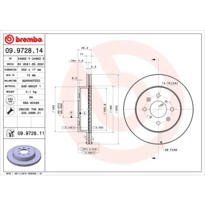 Afbeelding van Brembo Remschijf 09.9728.11