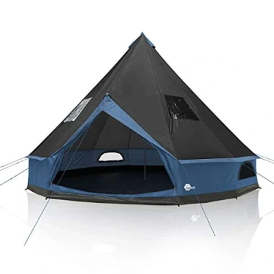 Afbeelding van your GEAR Tent Ravello 400 Tipi voor 4 6 personen Familietent hoofdruimte ingenaaid grondzeil Waterdicht 5000 mm Blauw Grijs