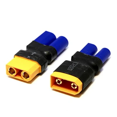 Afbeelding van VUNIVERSUM Mr.stecker Modelbau® Premium adapterset, 2 stuks, EC5 stekker naar XT90 male vrouwelijke hoogstroomstekker, 5 mm gouden stekker, adapterkabel voor Lipo accu, batterij