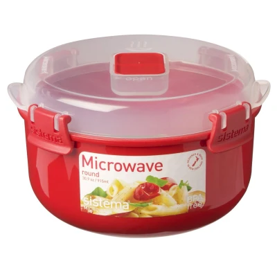 Afbeelding van Sistema Magnetron ronde schaaltjes, 915 ml, BPA vrij Rood / Doorzichtig