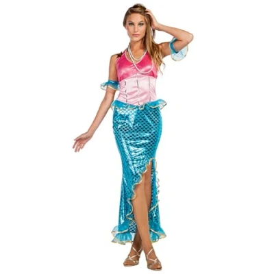 Afbeelding van Boland 3 delig zeemeerminkostuum voor dames, verkleedkostuum themafeesten of carnaval, zeemeermin, sprookje