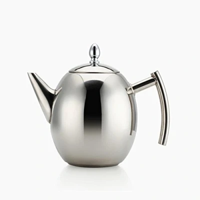 Afbeelding van OnePine Theeketel Theepot Set met Infuser Filter en Deksel, Grote Capaciteit 1 L/34oz RVS Diffuser Pot voor Losse Thee, Groene Koffie (Zilver)