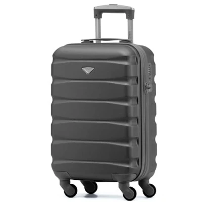 Afbeelding van Flight Knight Lichtgewicht stevige ABS koffer met 4 wielen, cabine en ruimbagage, goedgekeurd door meer dan 100 luchtvaartmaatschappijen zoals easyJet, British Airways, RyanAir, Virgin Atlantic