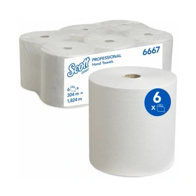 Afbeelding van Scott Papieren Handdoekrol, 1 laags, 304 Meter, Pak Van 6 Stuks Handdoek