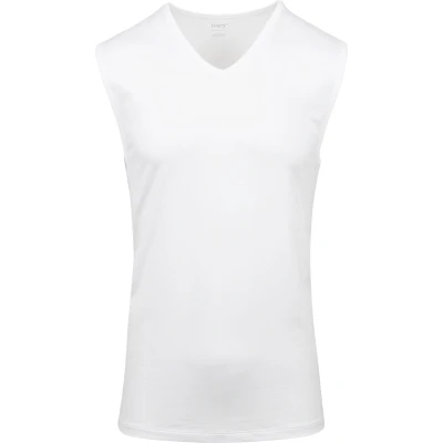 Afbeelding van Mey V hals Dry Cotton Muscle Singlet Wit maat 7XL Heren Basic T Shirt met Slim fit Pasvorm Katoen