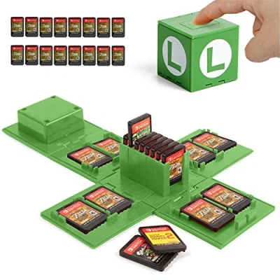 Afbeelding van Nintendo Switch Game Card Case, Kaarthouder voor Games met 16 Slots (Luigi GREEN)
