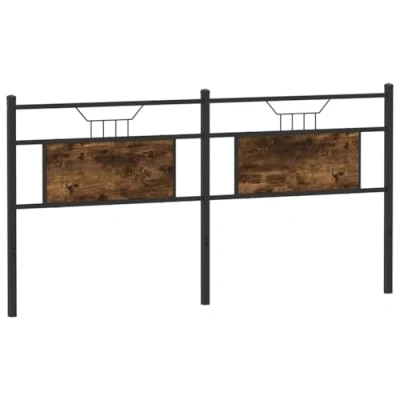 Afbeelding van Hoofdbord 160 cm bewerkt hout en staal gerookt eikenkleurig