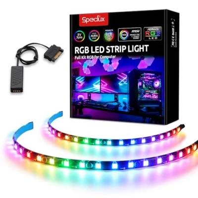 Afbeelding van Adresseerbare RGBIC LED Strip Speclux ws2812b RGB Magnetische PC Verlichting Binnenverlichting, 5V 3 Pin ADD RGB, Compatibel met Asus Aura, Asrock LED, Gigabyte Fusion