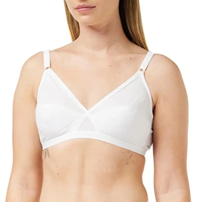 Afbeelding van Nur Die Comfortabele beha zonder beugels, softcup beha, zacht, comfortabel met kant, kruissnij technologie voor sterke grip dames, wit, 90C