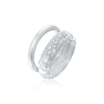 Afbeelding van Elli 2PACK Classic Ring, Dames, Maat: 54, Silber