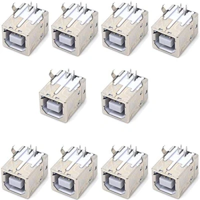 Afbeelding van Oiyagai 10 Stks USB Vrouwelijke Type B Jack 4 pins 90 Graden PCB DIP Socket Connector
