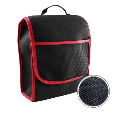 Afbeelding van L &amp; P Car Design Kofferbaktas kleine organizer autotas auto kofferbak motortas gereedschapstas opbergtas met klittenbandsluiting (zwart rood)