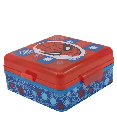 Afbeelding van Spider man Lunchbox voor kinderen, vierkant, met 3 vakken