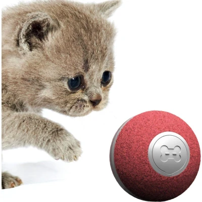 Afbeelding van Cheerble mini ball 2.0 Slimme interactieve zelf rollende bal voor katten 3 speelmodi kattenspeeltjes USB oplaadbaar Rood