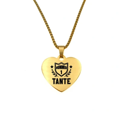 Afbeelding van Ketting RVS Hart Goud Nummer 1 Tante