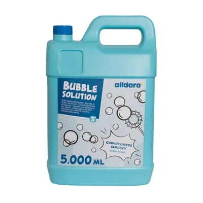 Afbeelding van alldoro 60658 Bubble Fun zeepbellenvloeistof in 5000 ml jerrycan, zeepwater als 5 liter XXL voorraad, navulbus voor kleurrijke en grote zeepbellen, kinderen, volwassenen, feestjes evenementen