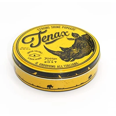 Afbeelding van Tenax Strong Shine Pomade voor mannen, 125 ml, op waterbasis, geeft een zeer goede grip en mooie glans, gemakkelijk uit te wassen haarwas met verfrissende geur
