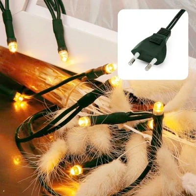 Afbeelding van hellum Lichtsnoer 20 leds, 2,85 m lengte, lichtketting binnen, klassiek warmwit, 59 lm, groene met stekker, kerstboomlichtketting 579321