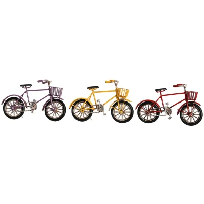 Afbeelding van Decoratieve figuren DKD Home Decor Geel Rood Lila Fiets Vintage 16,5 x 5,5 9 cm (3 Stuks)