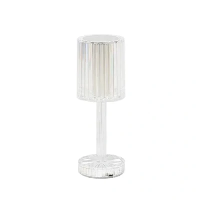 Afbeelding van Led tafellamp Louane met dimbare USB aansluiting (antiek, klassiek) in transparant e. a. voor woonkamer en eetkamer (1 lamp, aan), nachtkastje, tafel