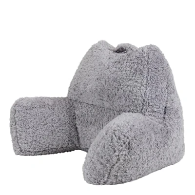 Afbeelding van icon Teddybeer knuffelkussen, grijs, extra groot pluizig sherpa fleece bonen gevulde rugsteun leeskussen voor bed
