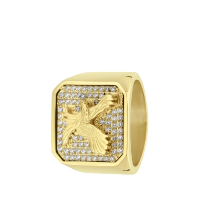 Afbeelding van Lucardi Adler Ring goldcoloured, Heren, Maat: 57, Gold coloured