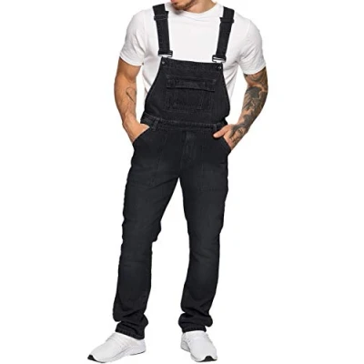 Afbeelding van Enzo Heren Ezd390 Ven Denim Dungarees overalls, zwart, 34