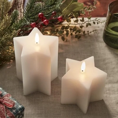 Afbeelding van Lights4fun TruGlow®, set van 2 led sterkaarsen met timer, batterij, voor binnen, kerstdecoratie, advent