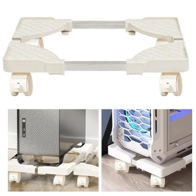 Afbeelding van SPORWAY CPU standaard PC Stand: Computerhouder Universeel Verstelbare met 4 wielen, Onder Bureau Computer Stand Tower Holder Cart voor Computerbehuizing Hoofdframe (wit)