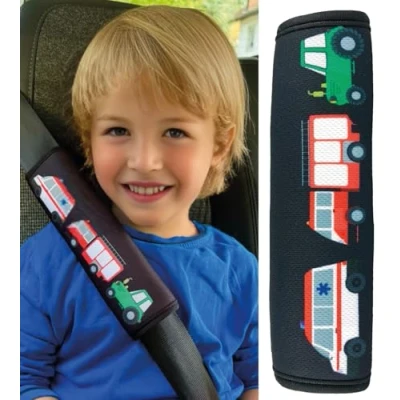 Afbeelding van 1x HECKBO Brandweerman, Trekker Ambulance Kinderen Autogordel 21 x 6cm Gordelpad Fietsgordel voor Stoelverhoger Gordelbeschermer