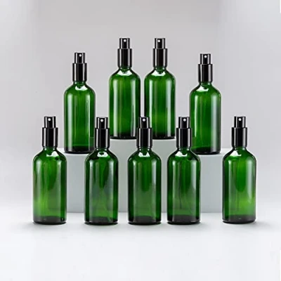 Afbeelding van Yizhao Groen Glass Spray Bottle 100ml, met Kleine Fijne Nevelspray, Metalen Dop, Navulbaar voor Essentiële Olie, Reizen, Schoonmaken, Parfum, Aromatherapie, Make up 9 Stuks