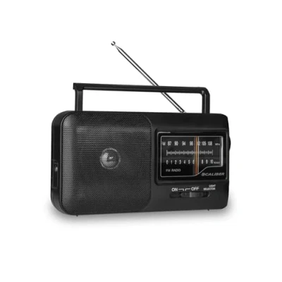Afbeelding van Caliber Draagbare radio Noodradio op Batterijen inclusief Netsnoer Retro Keukenradio FM met Handvat en Koptelefoonaansluiting Zwart (HPG317R B)