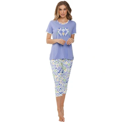 Afbeelding van Dames Pyjamaset Rebelle Ikat Lila Bio Katoen Maat 48