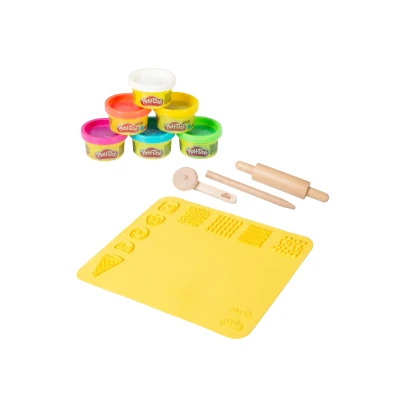 Afbeelding van roba x Play Doh Duurzame Speelset 3D creativiteitsmat, FSC gecertificeerde houten gereedschappen, 6 potjes klei Educatief waardevol Geweldig cadeau voor kinderen vanaf 3 jaar