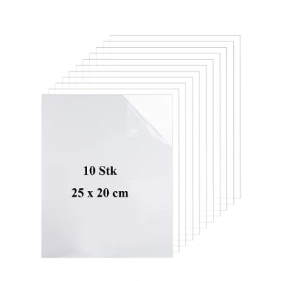 Afbeelding van 10 stuks plexiglas platen, 25 x 20 cm, acrylplaten, transparant, plexiglas, 1 mm dik, helder, acrylglas, kunststof plaat voor fotolijsten, projecttentoonstelling, tafelstandaard